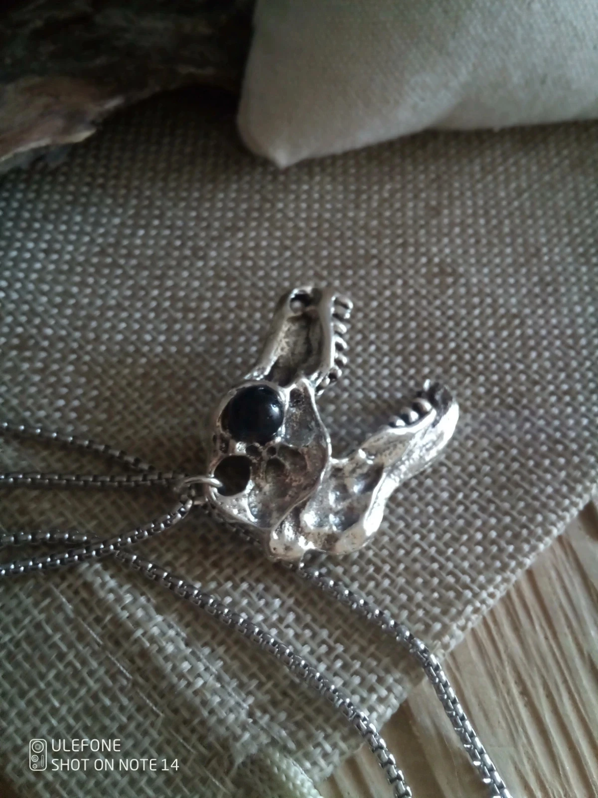 Collier tête de dinosaure avec pierre obsidienne – photo 4